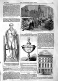 Original Old Antique Print 1854 Statue Robert Peel Bacon Cup Temple Garden Bank