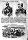 Original Old Antique Print 1854 John Fox Burgoyne Canrobert Russian Sebastopol