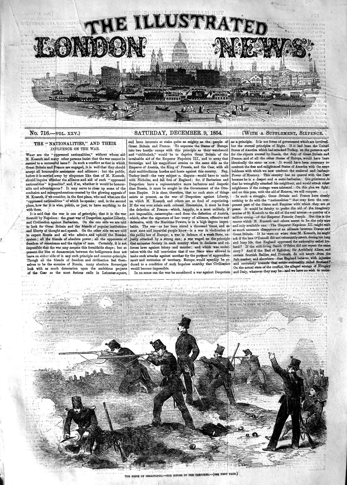 Original Old Antique Print 1854 Siege Sebastopol Siers Rifles Trenches War 19th
