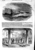Old Antique Print 1854 Ship Wrecks Katscha Town-Hall Waterford Crimea War 19th