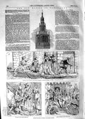 Original Old Antique Print 1854 Houses Parliament Mary Queen Scots Lochleven