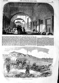 Original Old Antique Print 1854 Barrack Hospital Scutari War Ambulance Seb 19th