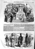 Old Antique Print 1854 Military Trophy Birmingham Winter Clothing Crimea 19th