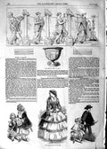 Original Old Antique Print 1854 Vase Capua Archaeology Paris Womens Fashion