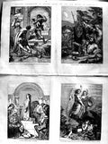 Original Old Antique Print 1855 Frescoes Houses Parliament Death Marmion Satan 0