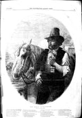 Original Old Antique Print 1855 Portrait Roman Wine-Carrier Man Horse Victorian