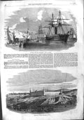 Old Antique Print 1855 West India Mail-Packet Ship Trent Scutari Hospital 19th