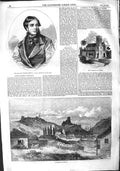 Original Old Antique Print 1855 Cathedral Colombo Pakenham Balaclava Harbour