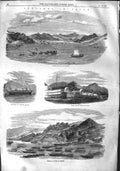 Original Old Antique Print 1855 Japan Harbour Nagasaki Costumes Dutch Victorian