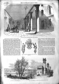 Old Antique Print 1855 South Sea House Threadneedle Lambeth Water Company 19th