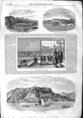 Original Old Antique Print 1855 Japan Military Station Nagasaki Nazuma Sima 19th