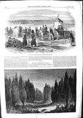 Original Old Antique Print 1855 French Cacolets Sebastopol War Cemetery Scutari
