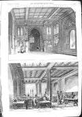 Old Antique Print 1855 House Commons Division Lobby Smoking Room London 19th