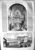 Old Antique Print 1855 Wedding Trafford Talbot St. Mary'S Chapel Marriage 19th