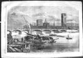 Old Antique Print 1855 New Westminster Bridge River Thames London Boats 19th