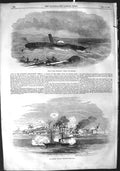 Original Old Antique Print 1855 Ship Wreck Helca Gibraltar Scourge Danish Accra