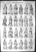 Original Old Antique Print 1855 Westminster Charles Edward King Statues Queen