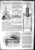 Original Old Antique Print 1855 Monument Earl Somers Eastnor Chapel Ease Bellot