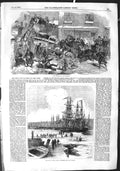 Original Old Antique Print 1855 Streets Weather London Ice Winter Ships Thames
