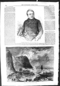 Original Old Antique Print 1855 Joseph Hume South Devon Railway Dawlish Crash