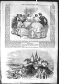 Original Old Antique Print 1855 Paris Fashion Hradschin Iperial Palace Prague