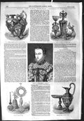Original Old Antique Print 1855 Bernal Collection Glass Enamel Queen Isabella