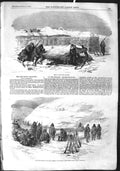 Original Old Antique Print 1855 Picquet Siers Snow Sebastopol Gun Battery War