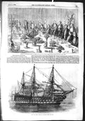 Old Antique Print 1855 War Ship H.M.S. St. George Spithead Vivian Crimea 19th