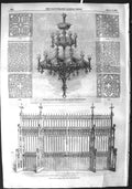Old Antique Print 1855 Chandelier Hall Palace Westminster Gates Victoria 19th