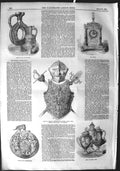 Original Old Antique Print 1855 Armour Jester'S Helmet Gilt Clock Vases Bernal
