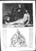 Original Old Antique Print 1855 Plate Robert Bright Spagnoletto Art Dead Christ