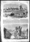 Original Old Antique Print 1855 East Indian Railway Burdwan Station Tomb 19th