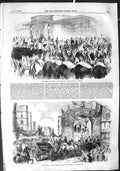 Original Old Antique Print 1855 Emperor Western Railway Windsor Castle Horses