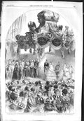 Original Old Antique Print 1855 Emperor French Lord Mayor Corporation Guildhall