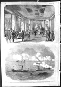 Old Antique Print 1855 Emperor French Buckingham Palace Steamer Ship Boat 19th