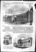Old Antique Print 1855 Colonnade Burlington House Architecture Building 19th