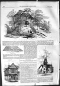 Original Old Antique Print 1855 Tumulus Weonards Herefordshire Church Norwood