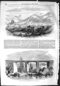 Original Old Antique Print 1855 Berne Geneva Railway Lausanne Poudriere Viaduct