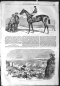 Original Old Antique Print 1855 Marchioness Horse Oaks Epsom Forts Sebastopol