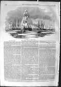 Original Old Antique Print 1855 Baltic Fleet Ships Geyser Archer Riga Ice War