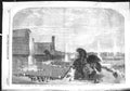 Original Old Antique Print 1855 Display Fountains Crystal Palace Architecture