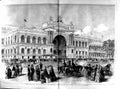 Original Old Antique Print 1855 Palace Industry French Exhibition Buildin 19th