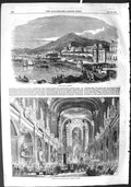 Antique Print *3186 1855 Triple Fete Palermo Festival Church Chiara Naples
