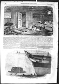 Old Antique Print 1855 Engineers Mess Room Ship Merlin Infernal Machines 19th