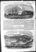 Original Old Antique Print 1855 Funeral Admiral Boxer Ships Jason Balacl 19th