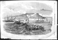 Original Old Antique Print 1855 Scene Landing Turks Yenikale Siers Horses Boats