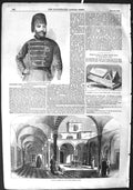 Original Old Antique Print 1855 Mohammed Basha Bey Tunis Palace Monument Hicks