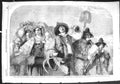 Original Old Antique Print 1855 Roman Campagna Harvest Men Farming Victorian
