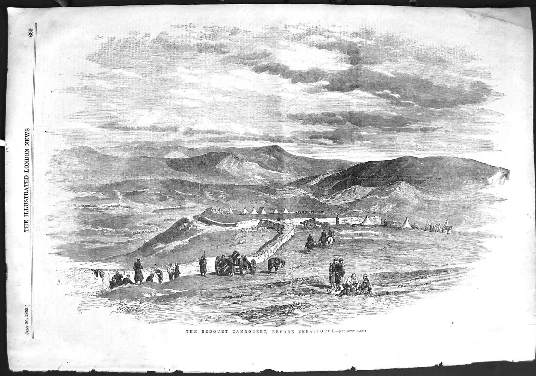 Original Old Antique Print 1855 Redoubt Canrobert Sebastopol War Siers 19th