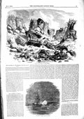 Original Old Antique Print 1855 Interior Mamelon Sidon Steamer Ship Kertch War